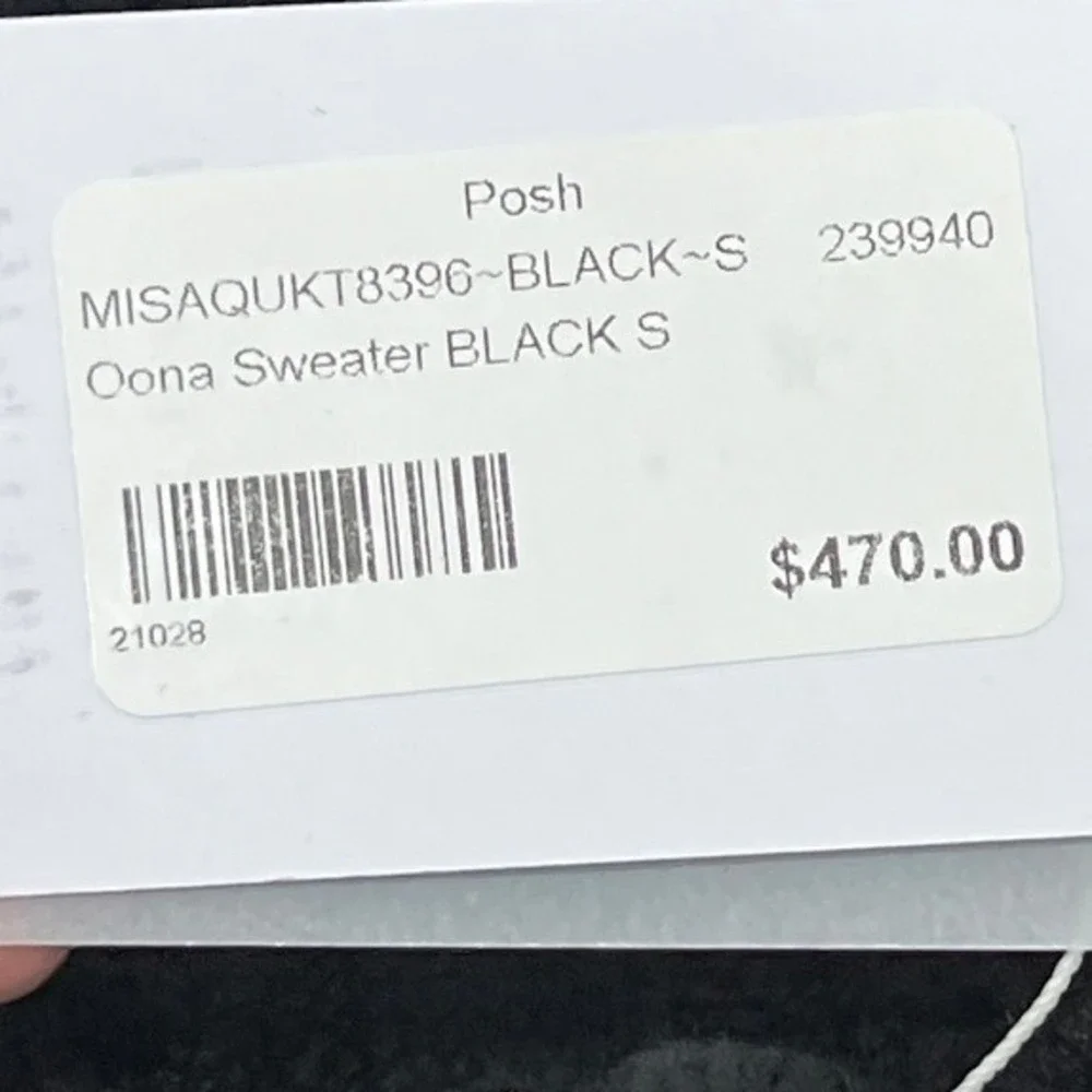 Misa Los Angeles Womens Sweater Small Black Crochet NWT $470 Knit Solid Mock - Picture 6 of 9